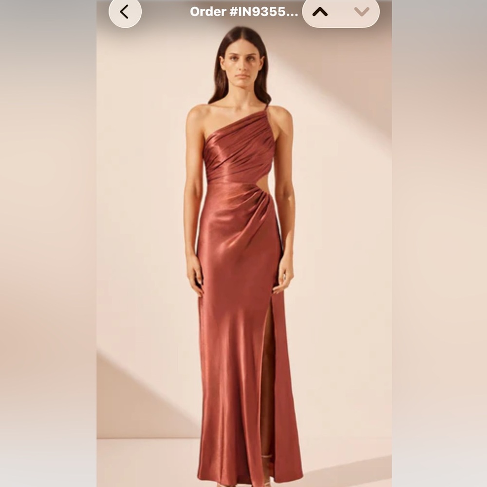 La lune asymmetrical gathered maxi dress terracotta